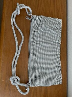 Silver Rhinestone Sparkling Clutch Shoulder Bag NWOT